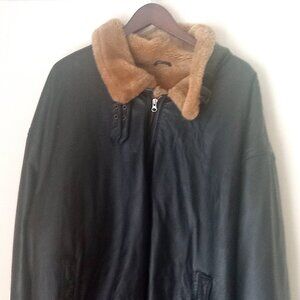 Men's Big and Tall Leather Pilot Bomber Jacket Size 4XL